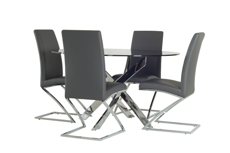 Pyrite Modern Round Glass Dining Table — view 3