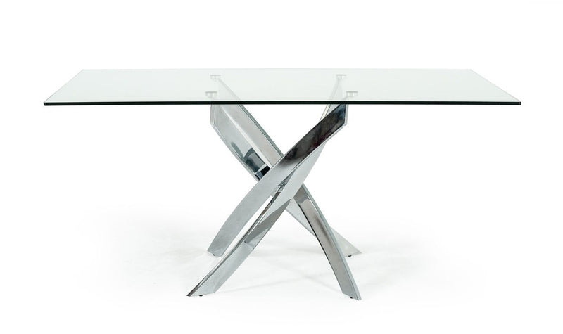 Pyrite Modern Rectangular Glass Dining Table — view 4