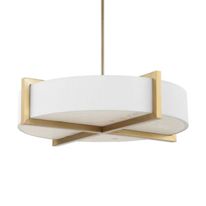 Cresson - 4 Light Drum Pendant - White / Gold