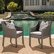 Outdoor Rattan Dining Chair With Straight Legs And Sloped Arms (Sey of 2) - R&R Furniture Gallery (Fountain Valley, CA)
