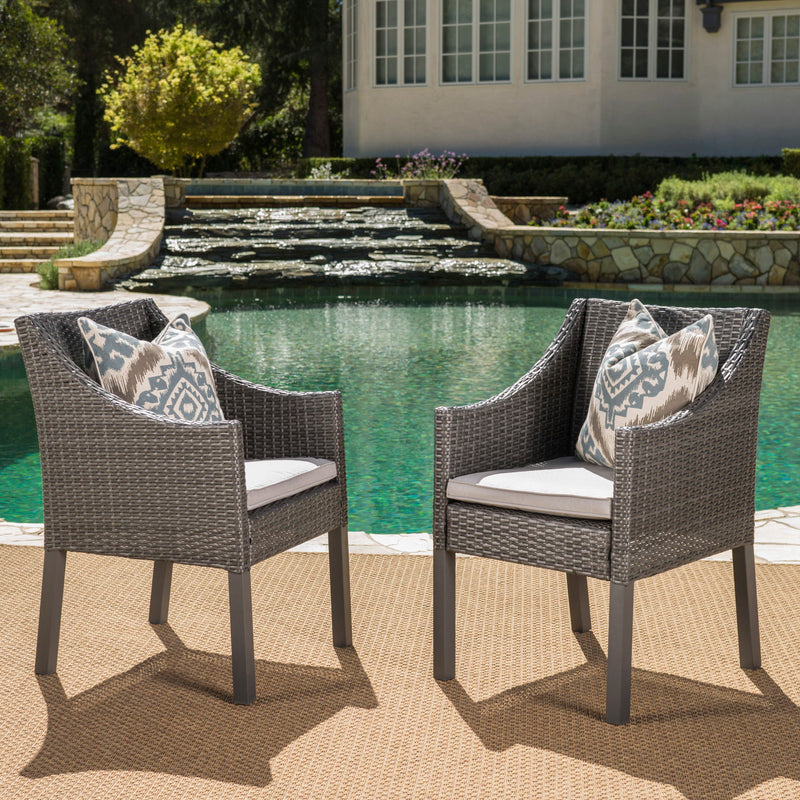 Outdoor Rattan Dining Chair With Straight Legs And Sloped Arms (Sey of 2) - R&R Furniture Gallery (Fountain Valley, CA)
