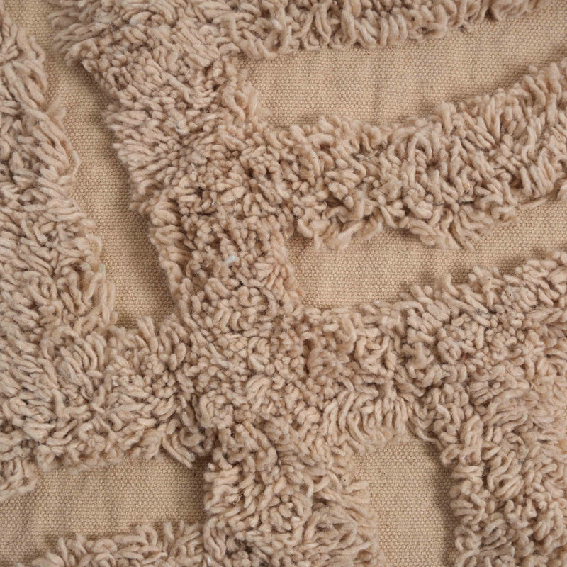Beige knitted accent pouf from TOV Furniture's Miranda collection, soft textured fabric, round shape, ideal for foot or extra seating.