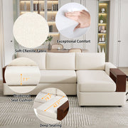 Noble House stationary sectional sofa with upholstered cushions and reversible armrests, ideal for a modern living room.