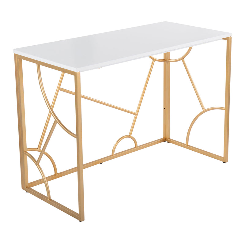Lumi Source Constellation contemporary desk with sleek wood finish and minimalist design, ideal for modern writing spaces.