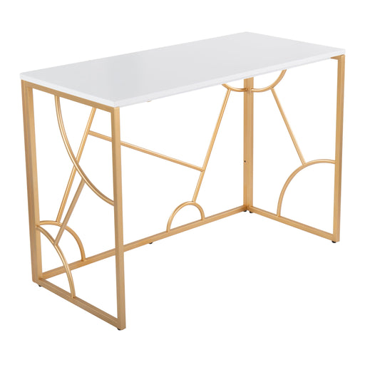 Lumi Source Constellation contemporary desk with sleek wood finish and minimalist design, ideal for modern writing spaces.