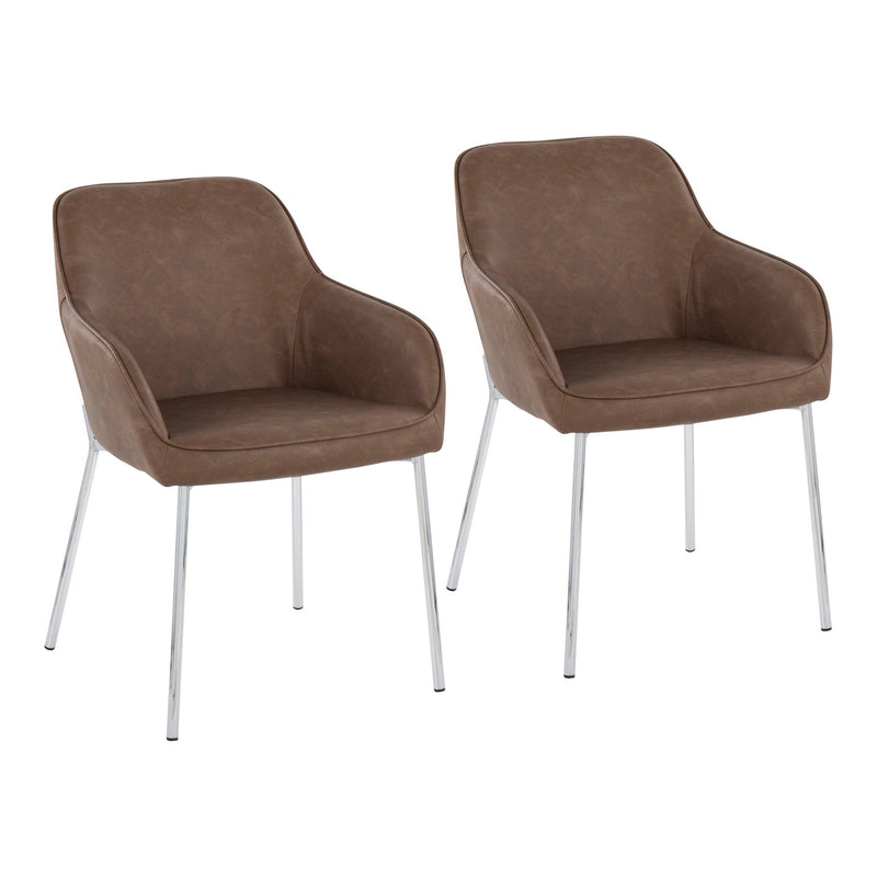 Lumi Source Daniella contemporary dining chair set featuring modern design, upholstered seats, and sleek wooden legs.