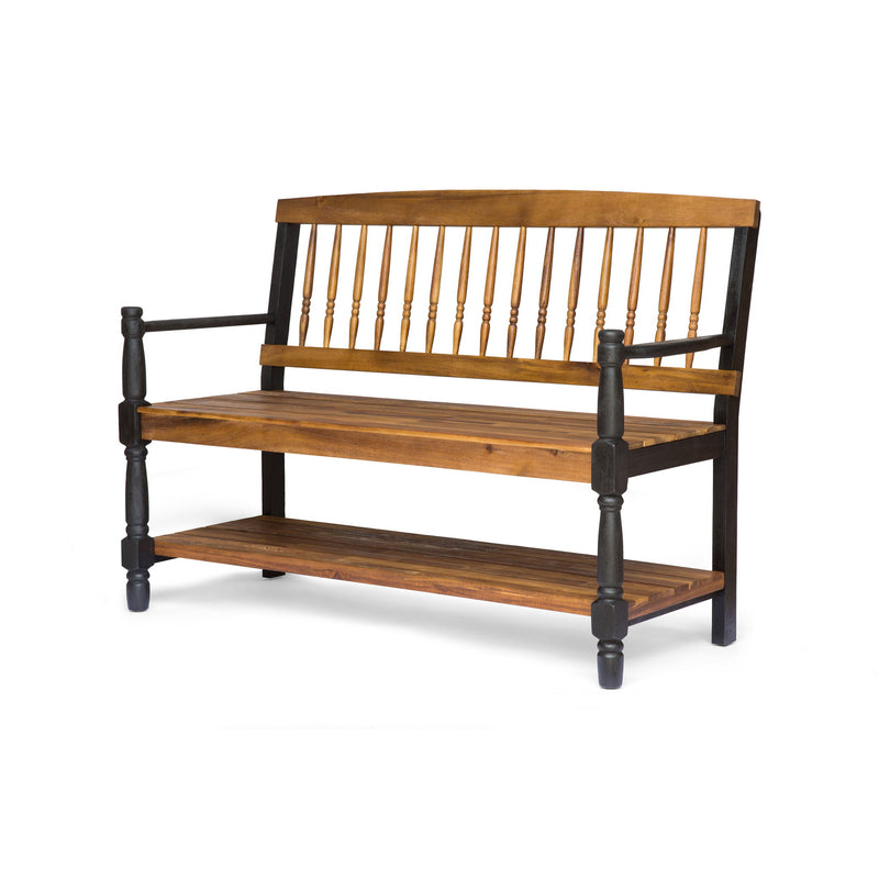 Slatted Bench With Built In Shelf - R&R Furniture Gallery (Fountain Valley, CA)