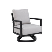 Outdoor swivel lounge chair with Sunbrella cushion in ember black, weather-resistant design by Life Outside.