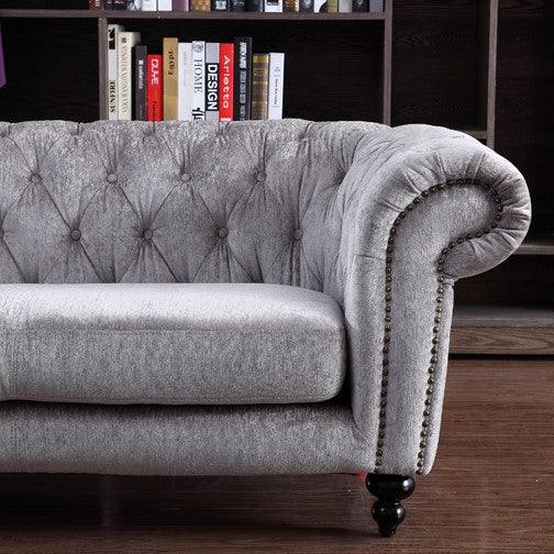 Alexandrina Grey Tufted Velvet Loveseat — view 3