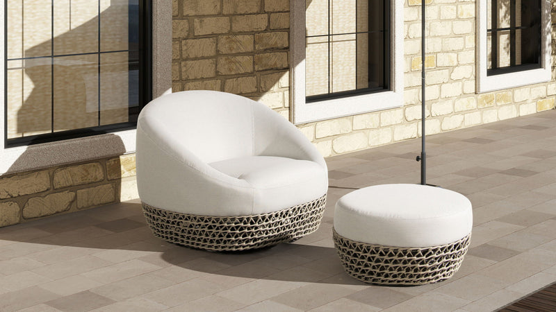 Willow - Round Upholstered Patio Ottoman - R&R Furniture Gallery (Fountain Valley, CA)