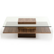 Clarion Mid-Century Walnut and Glass Coffee Table — view 2