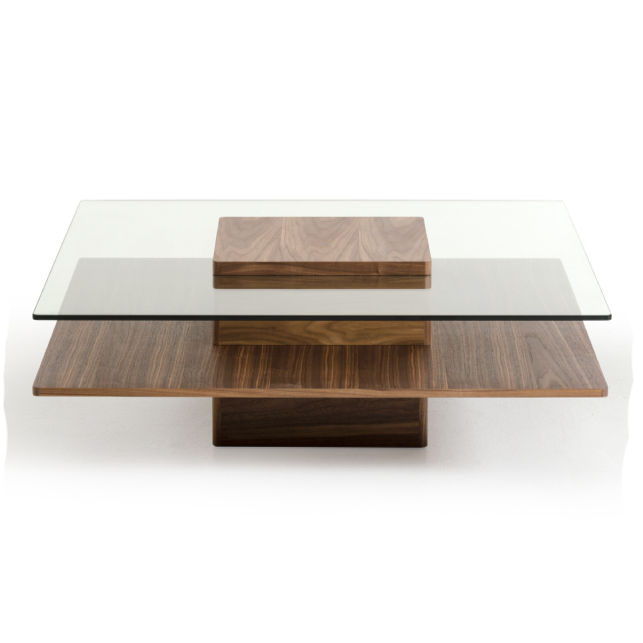 Clarion Mid-Century Walnut and Glass Coffee Table — view 2