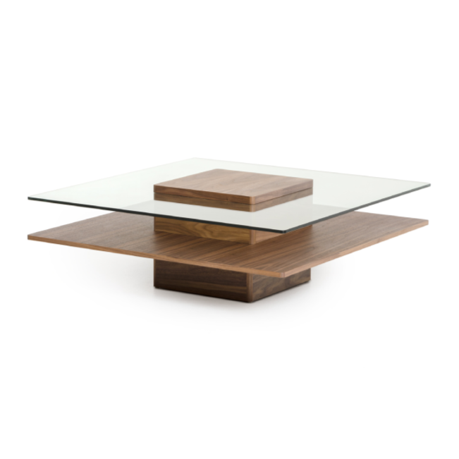 Clarion Mid-Century Walnut and Glass Coffee Table — view 3