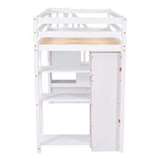 DreamHaus loft bed with built-in storage drawers, stairs with shelves, and a sturdy wooden frame for space-saving bedroom furniture.