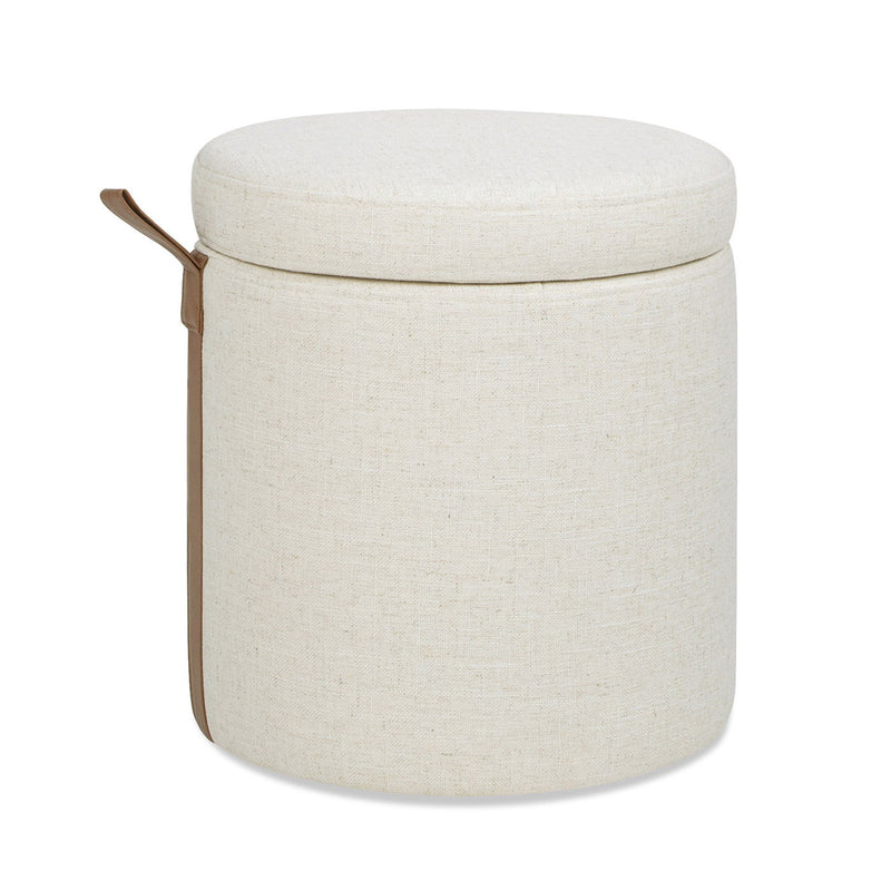 Brandy - Round Upholstered Storage Ottoman With Accent - R&R Furniture Gallery (Fountain Valley, CA)