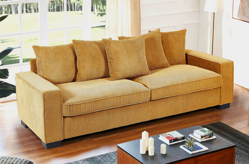 Luxe Sofa With 5 Matching Toss Pillows, Sleek Design, Spacious And Comfortable 3 Seater Couch - R&R Furniture Gallery (Fountain Valley, CA)