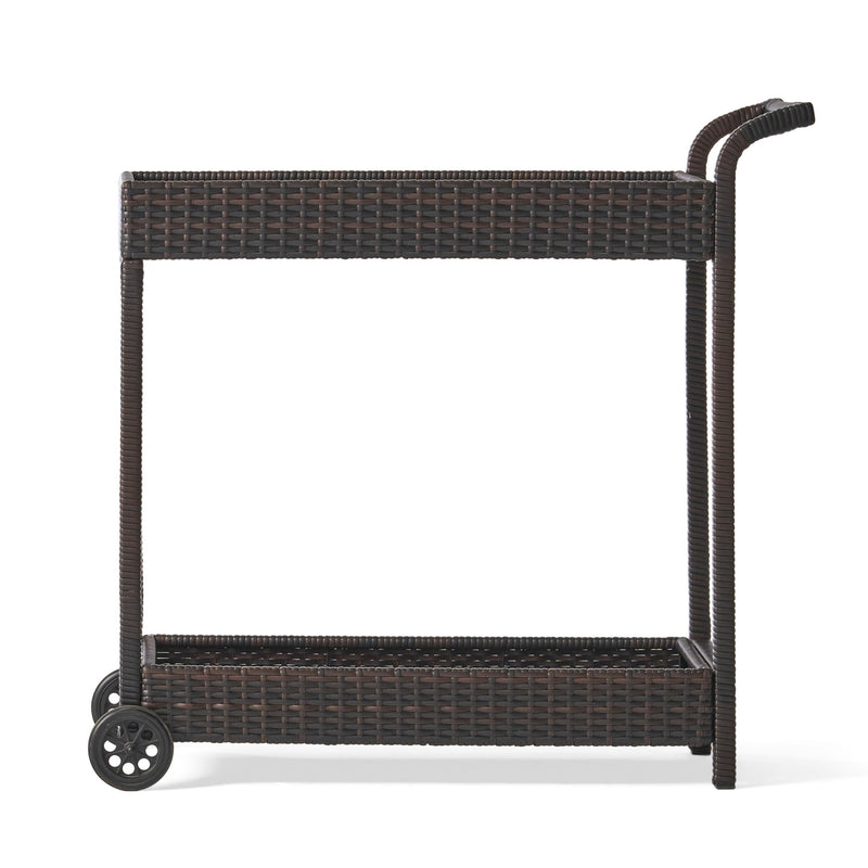 Resin Wicker Bar Cart With Metal Frame - Brown - R&R Furniture Gallery (Fountain Valley, CA)