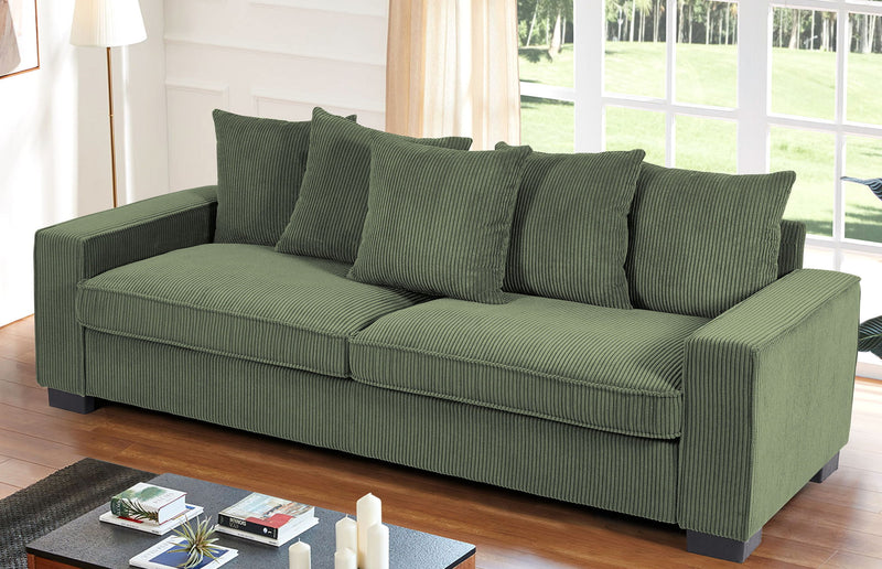 Luxe Sofa With 5 Matching Toss Pillows, Sleek Design, Spacious And Comfortable 3 Seater Couch - R&R Furniture Gallery (Fountain Valley, CA)