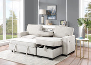 Estelle - Fabric Reversible Sleeper Sectional With Storage Chaise Drop-Down Table 2 Cup Holders And 2 USB Ports - R&R Furniture Gallery (Fountain Valley, CA)