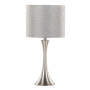 Pair of Lumi Source Lenuxe contemporary modern table lamps set, featuring sleek design with cylindrical shades and minimalist bases.