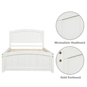 DreamHaus platform bed with headboard, footboard, and wood slat support, showcasing a modern wooden design for a bedroom.