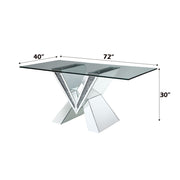 Noralie - 30" Dining Table - Mirrored, Faux Diamonds & Clear Glass Top - R&R Furniture Gallery (Fountain Valley, CA)
