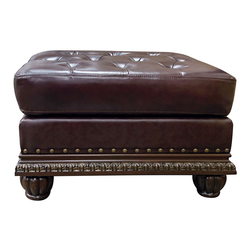 Anondale - Ottoman - Espresso Top Grain Leather Match & Cherry - R&R Furniture Gallery (Fountain Valley, CA)