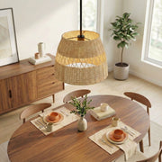 Essence - Single Lights Pendant With Shade - Black / Rattan - R&R Furniture Gallery (Fountain Valley, CA)