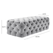 Velvet Kaylee ottoman by TOV Furniture featuring plush upholstered design and modern style, shown in a cozy living room setting.