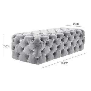 Velvet Kaylee ottoman by TOV Furniture featuring plush upholstered design and modern style, shown in a cozy living room setting.