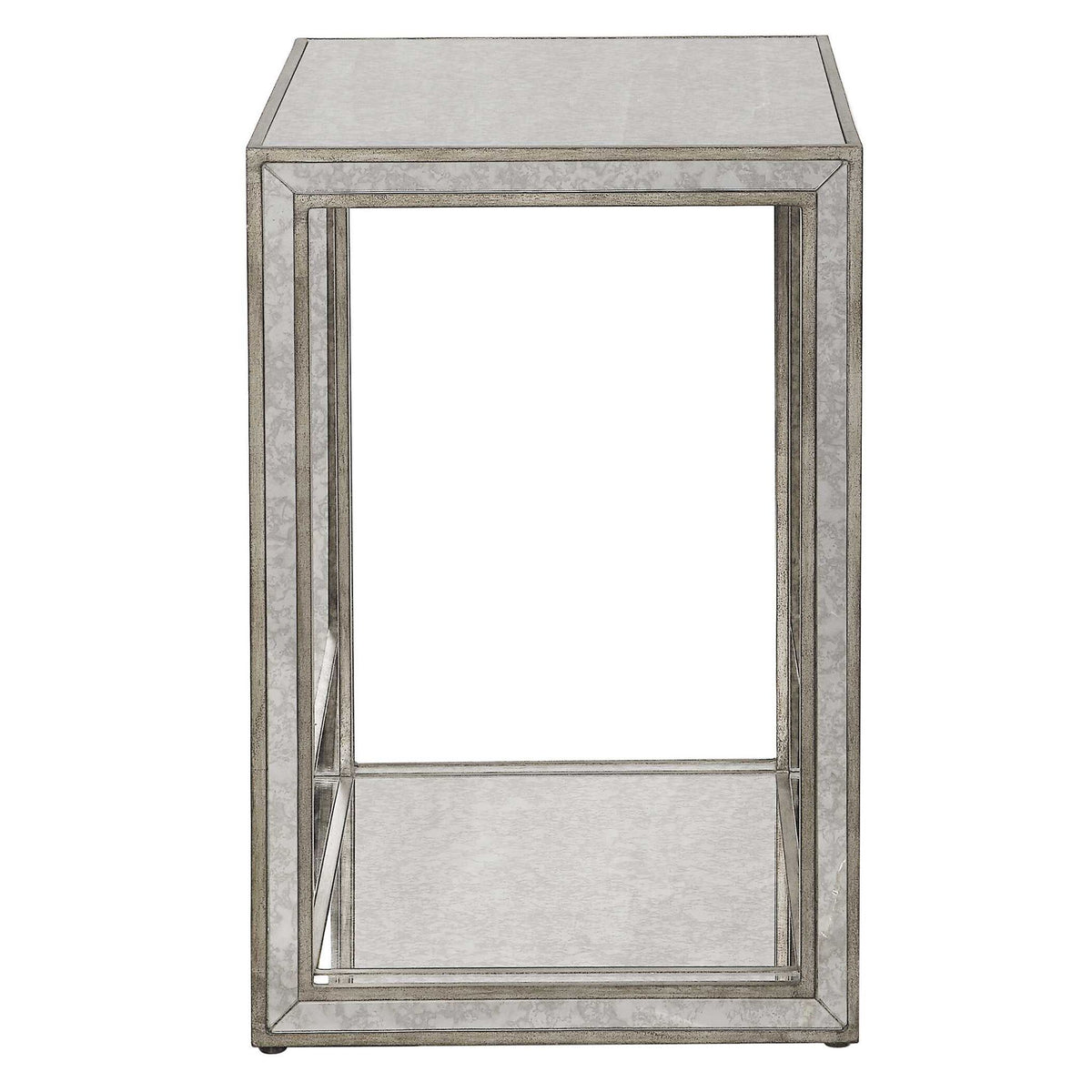 Julie - Mirrored End Table - Silver