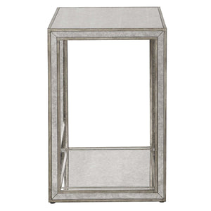 Julie - Mirrored End Table - Silver