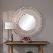 Round wall mirror with a sailor's knot frame by Uttermost, featuring a stylish nautical design for coastal decor.