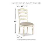 Realyn - Dining UPH Side Chair (Set of 2) - Ladderback - Chipped White - R&R Furniture Gallery (Fountain Valley, CA)