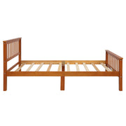 DreamHaus platform bed with a sleek headboard and footboard, showcasing a modern wooden frame and clean design.
