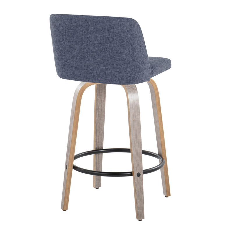 Toriano - Contemporary Fixed Height Counter Stool With Swivel & Round Footrest (Set of 2) - R&R Furniture Gallery (Fountain Valley, CA)