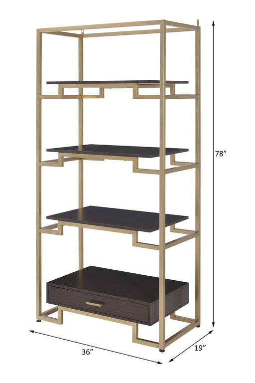 Yumia - Bookshelf - Gold & Walnut - R&R Furniture Gallery (Fountain Valley, CA)