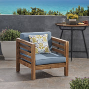 Outdoor Acacia Wood Patio Chair With Fabric Cushion - R&R Furniture Gallery (Fountain Valley, CA)