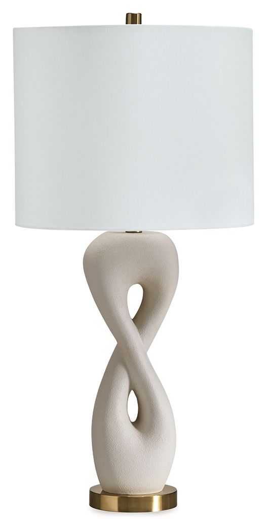 Judrich - Poly Table Lamp - White / Gold Finish - R&R Furniture Gallery (Fountain Valley, CA)