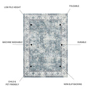 Toucan - 5' X 7' Washable Non - Slip Area Rug, Elegant Design - Silver - R&R Furniture Gallery (Fountain Valley, CA)