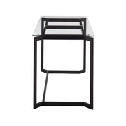 Lumi Source Masters modern black and clear office writing desk with sleek tabletop and minimal design.