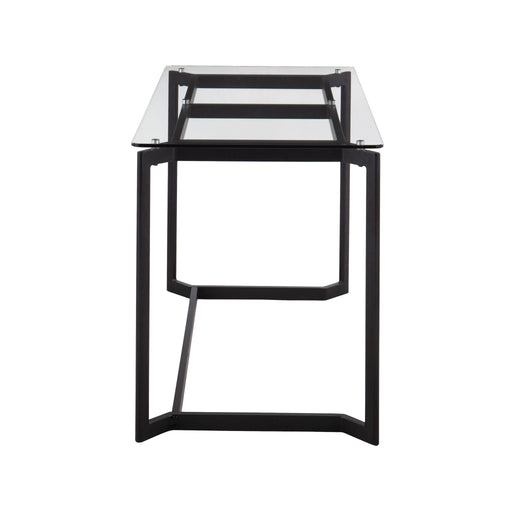 Lumi Source Masters modern black and clear office writing desk with sleek tabletop and minimal design.