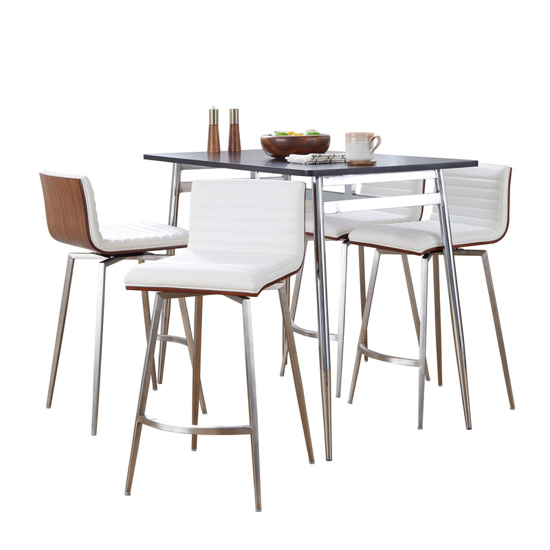 Lumi Source Marcel Mason 5-piece swivel contemporary counter height dining set with matching chairs and table for modern dining spaces.