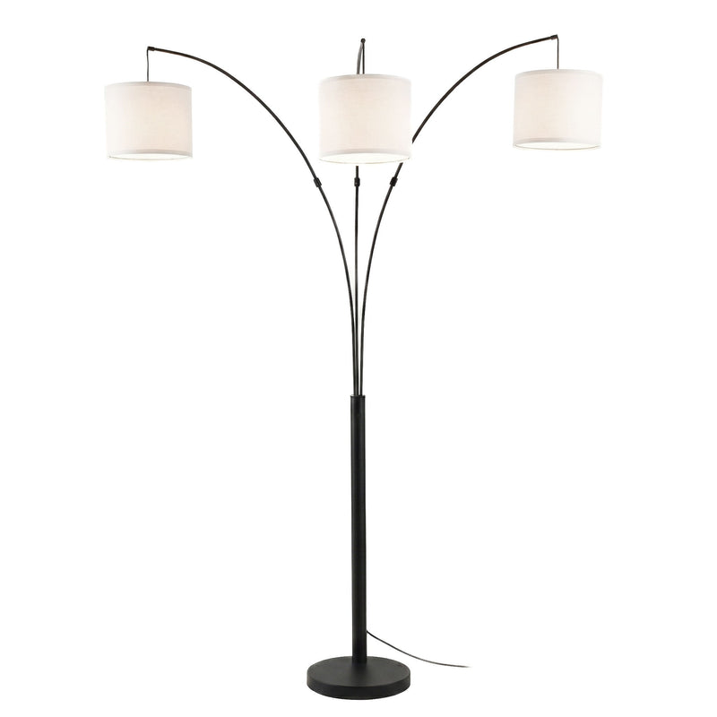 Royal - 3 Arm Arc Floor Lamp, Oil Rubbed Bonze With Linen Shade, 4 Way Rotary Switch - Oil-Rubbed Bronze - R&R Furniture Gallery (Fountain Valley, CA)