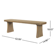 Indoor pine dining bench by Noble House featuring a sturdy wooden frame and a smooth, natural finish for casual dining spaces.