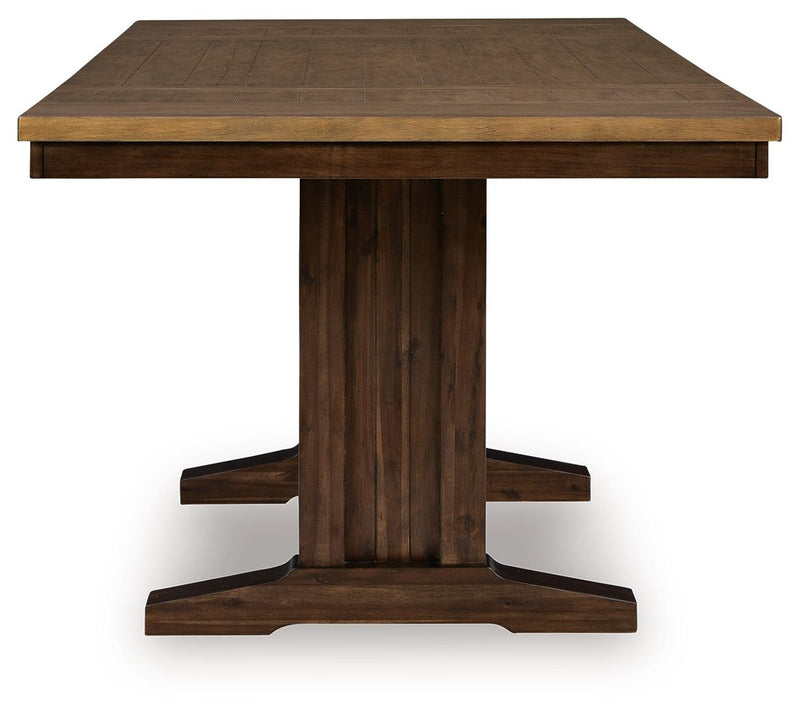 Rylandeen - Rectangular Dining Room Counter Height Extension Table - Light Brown / Dark Brown - R&R Furniture Gallery (Fountain Valley, CA)