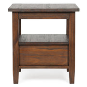 Handcrafted Warm Shaker coffee table by Simpli-Home with a natural wood finish and simple, elegant design.