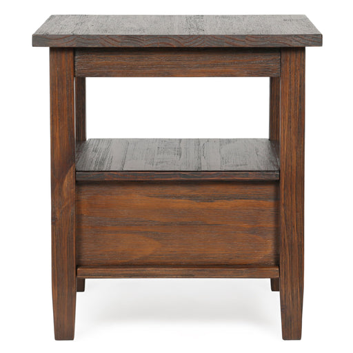 Handcrafted Warm Shaker coffee table by Simpli-Home with a natural wood finish and simple, elegant design.