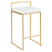 Lumi Source Fuji contemporary glam counter stool set with sleek design and cushioned seats, perfect for modern kitchen or bar area.
