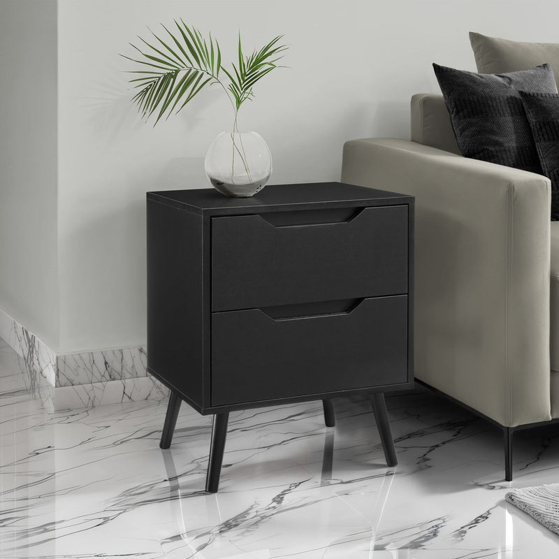 Modern 8th Street accent table with storage drawers, showcasing a sleek design, wooden finish, and functional storage space.